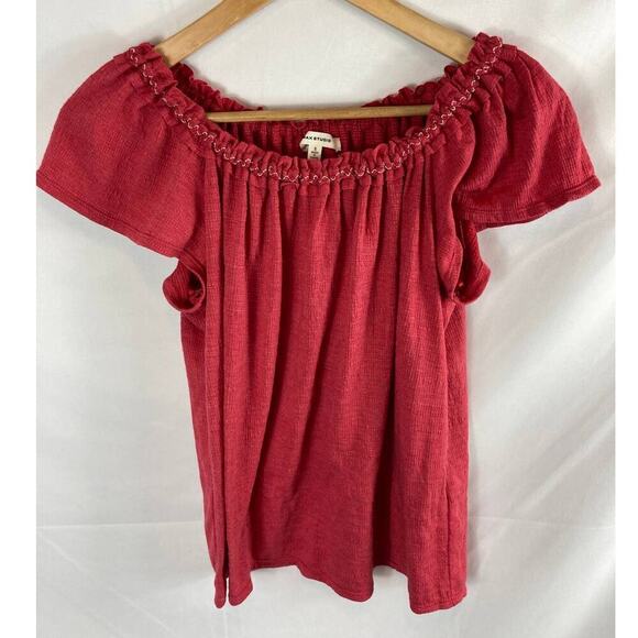 Max Studio Off Shoulder Smocked Top Pink Size Small - Picture 2 of 7